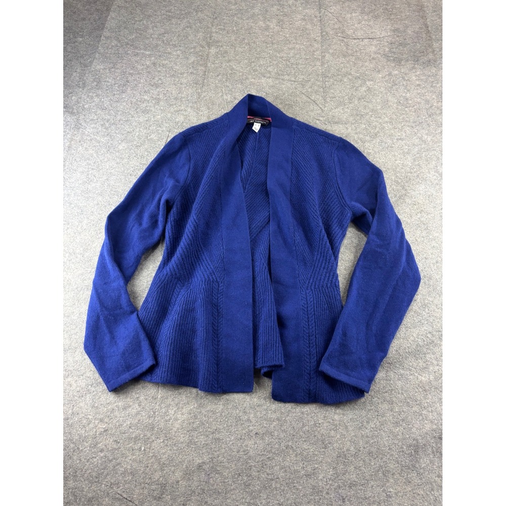 Isaac Mizrahi Live Love Cashmere Royal Blue Open Front Cardigan Sweater Womens M